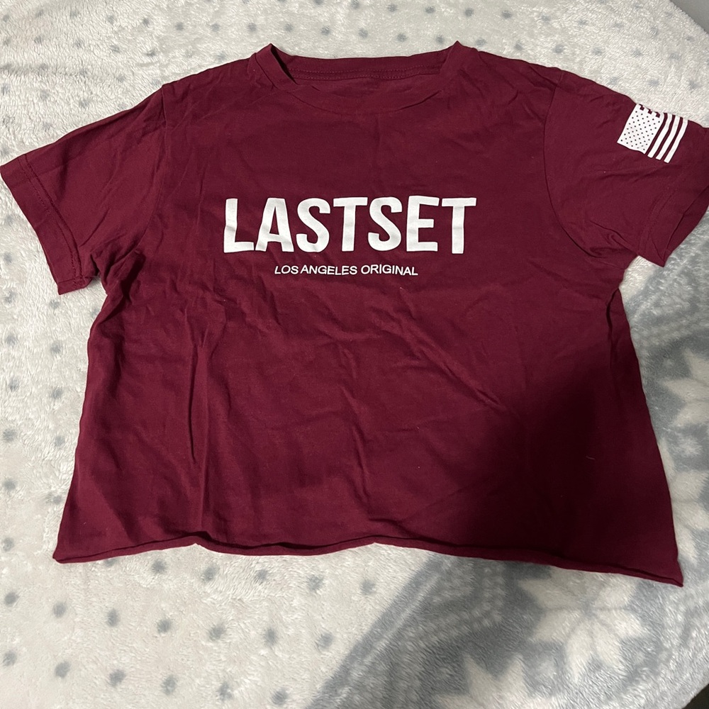 LASTSET Maroon Crop Workout Top, Size XS